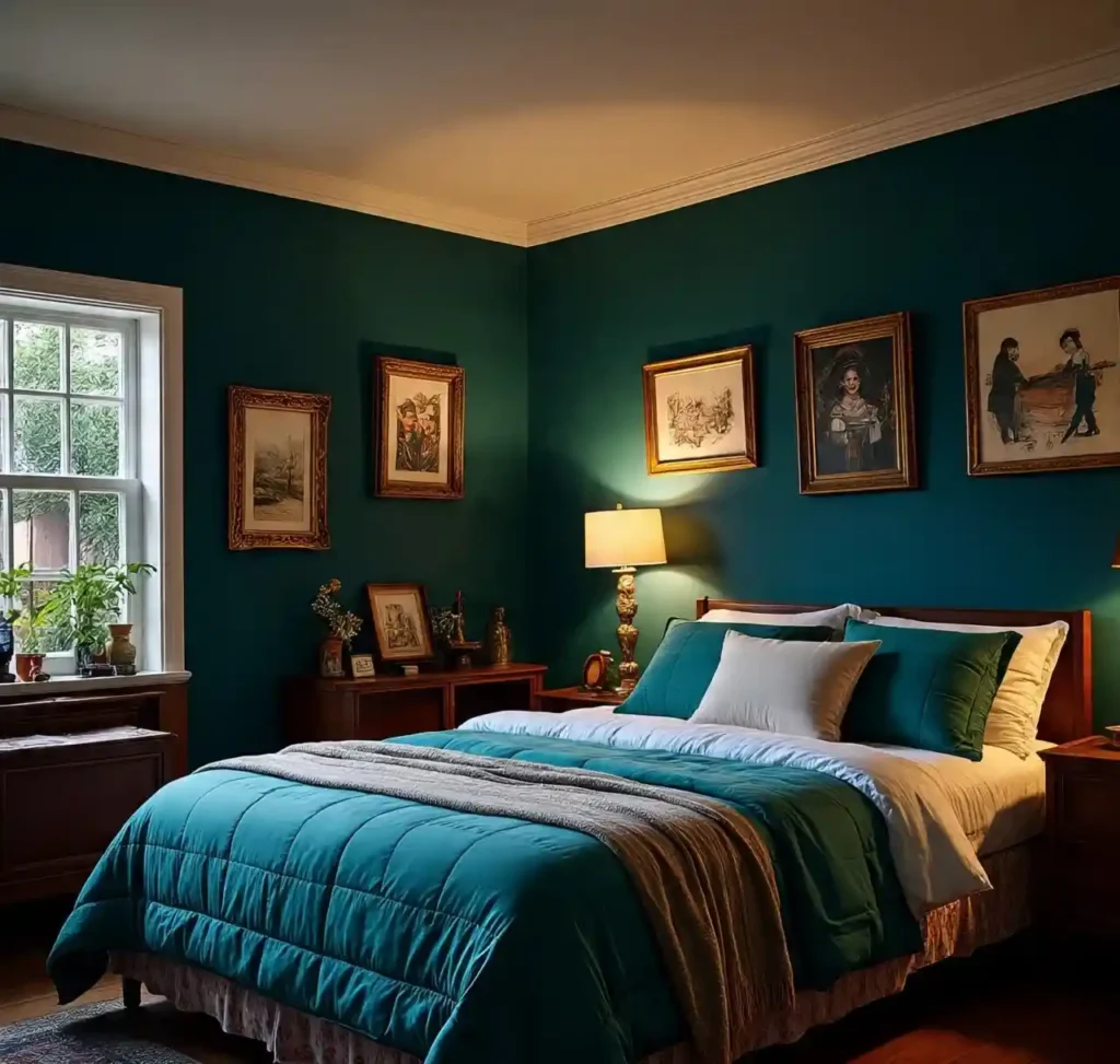 20-Teal Maximalist Bedroom Ideas