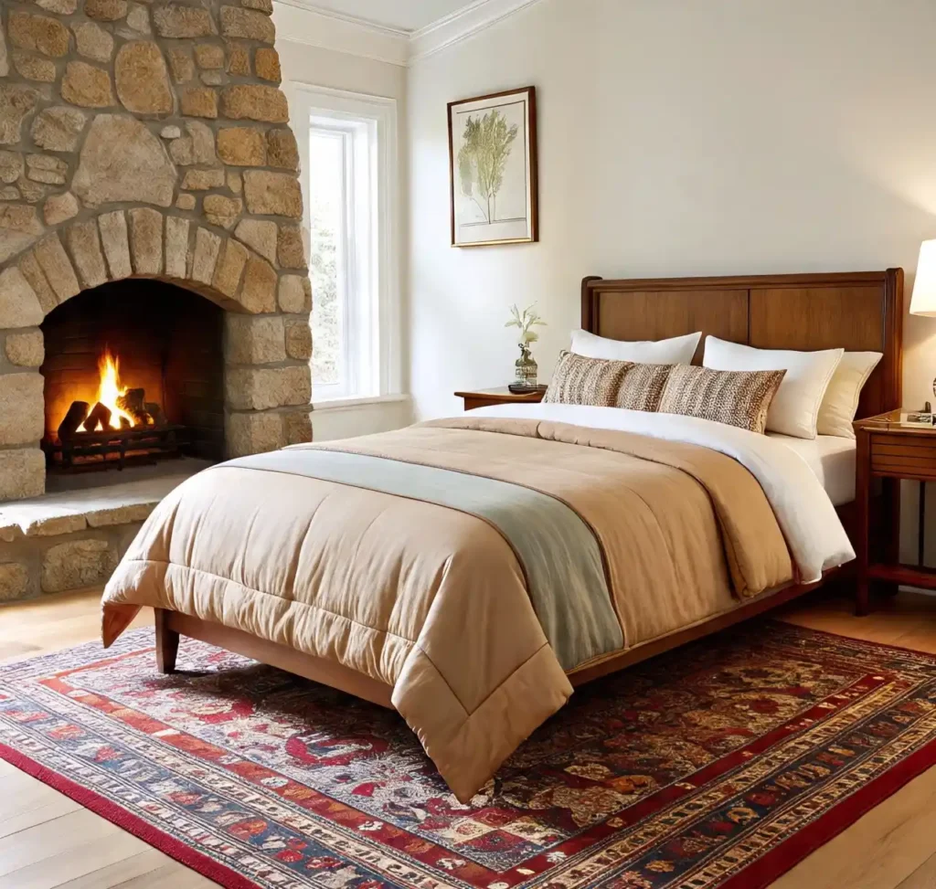 21-Stone Fireplace Bedroom Idea