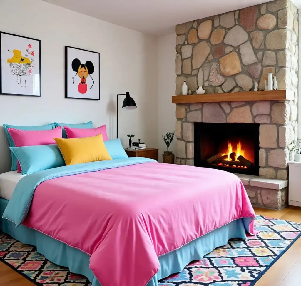 24-Stone Fireplace Bedroom Idea