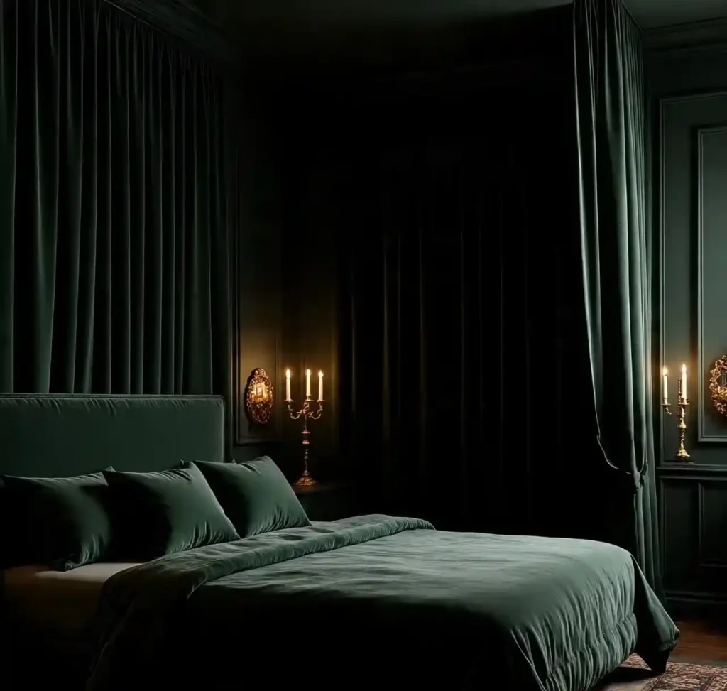 3-Dark Green Bedroom Idea