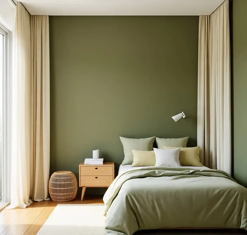 3-Dark Green and Yellow Bedroom Idea