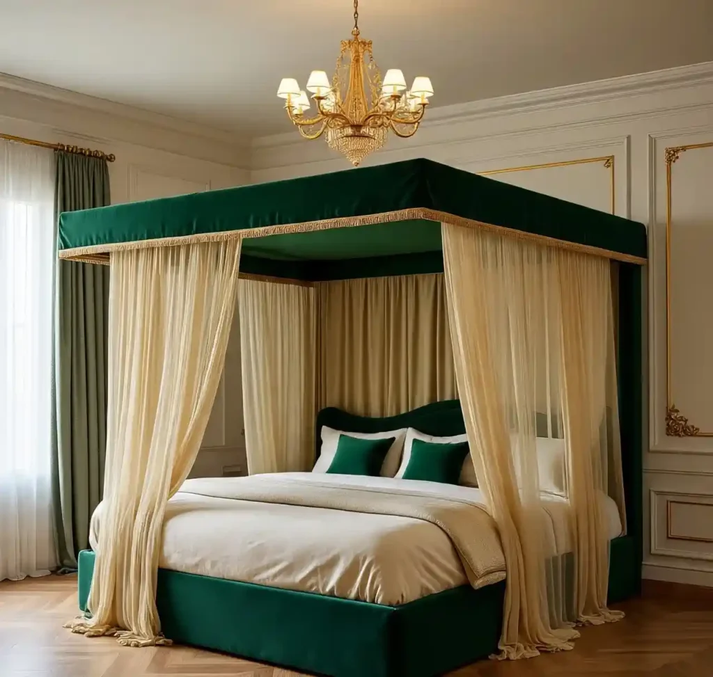3-Green and Gold Bedroom Idea