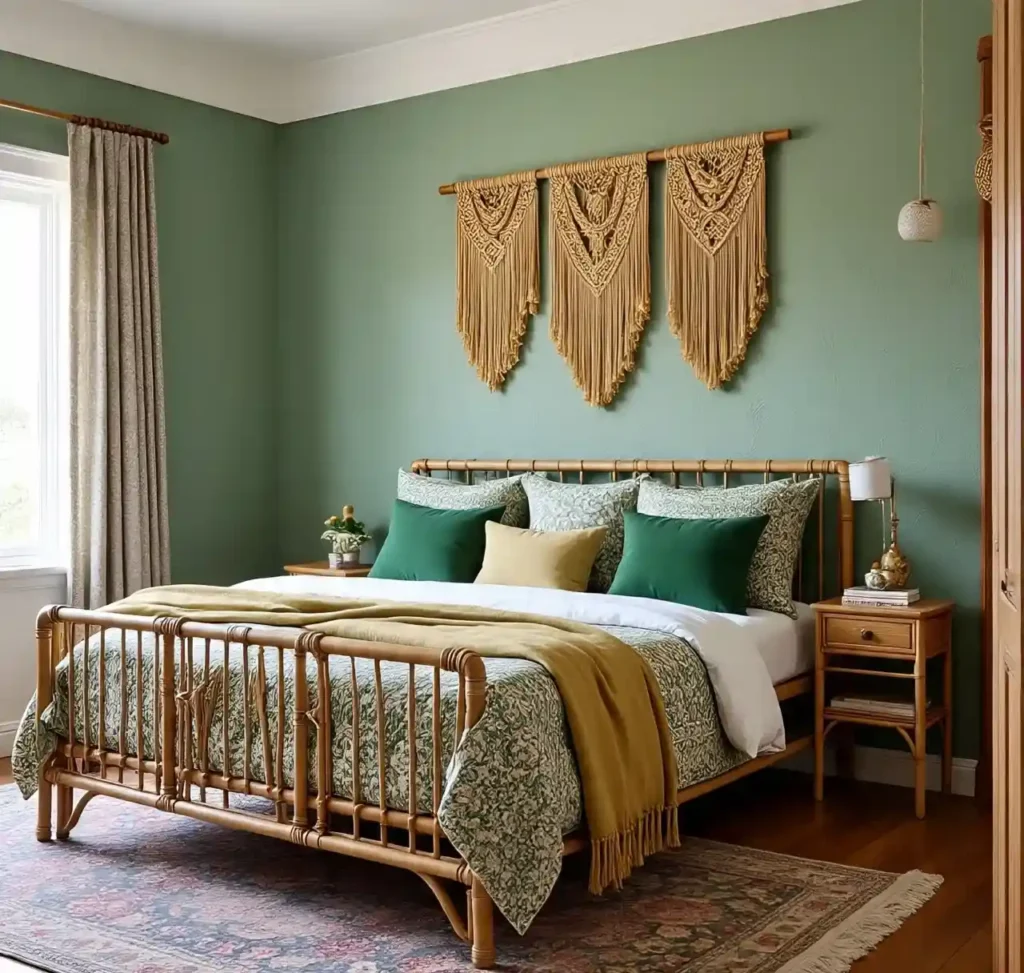 4-Green and Gold Bedroom Idea