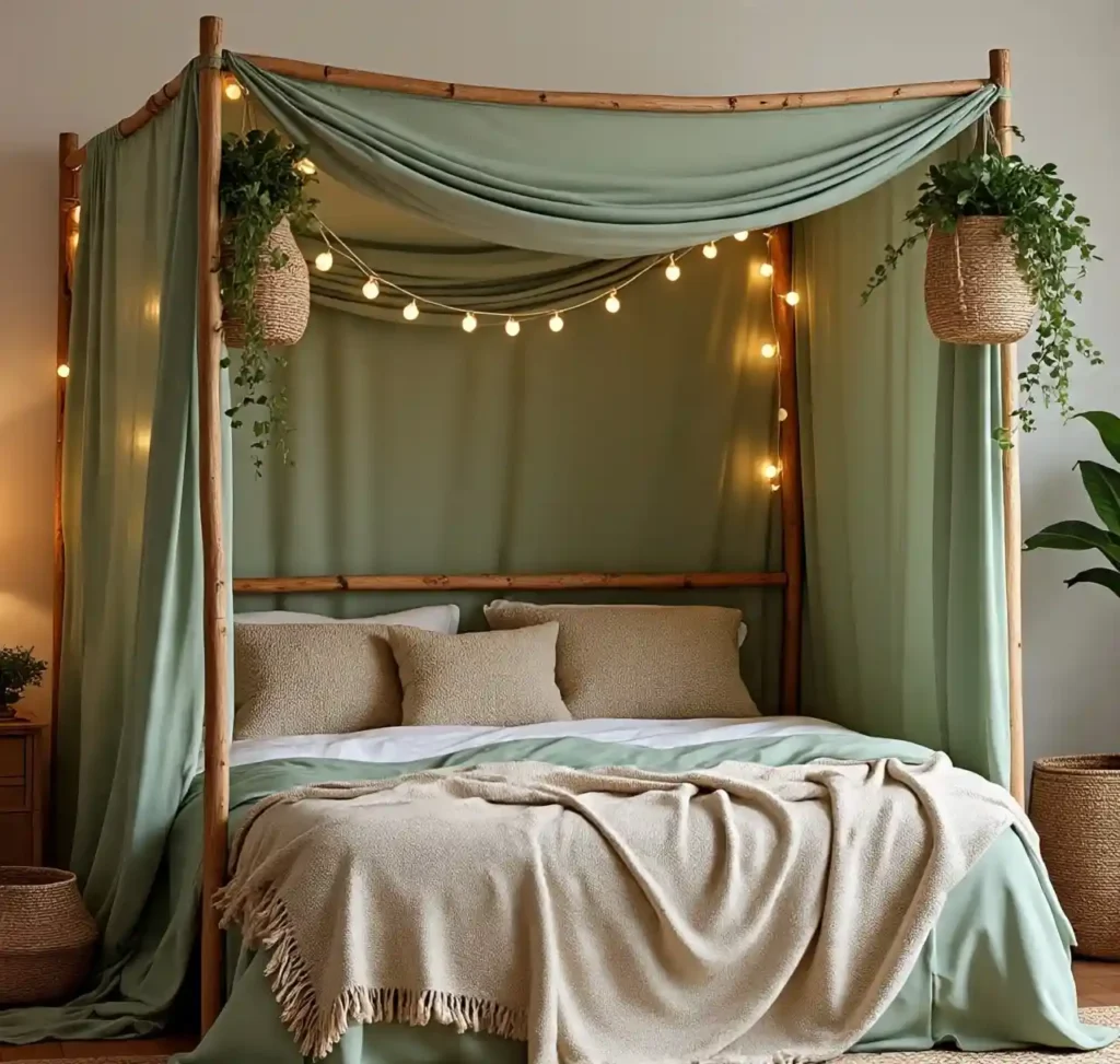 4-Sage Green Boho Bedroom Idea