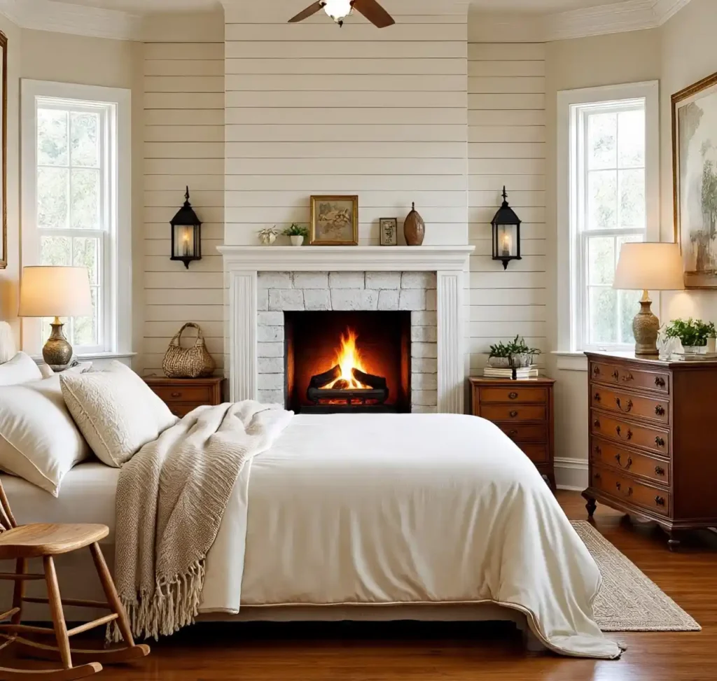 4-Stone Fireplace Bedroom Idea