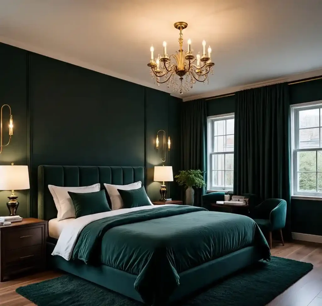 5-Dark Green Bedroom Idea