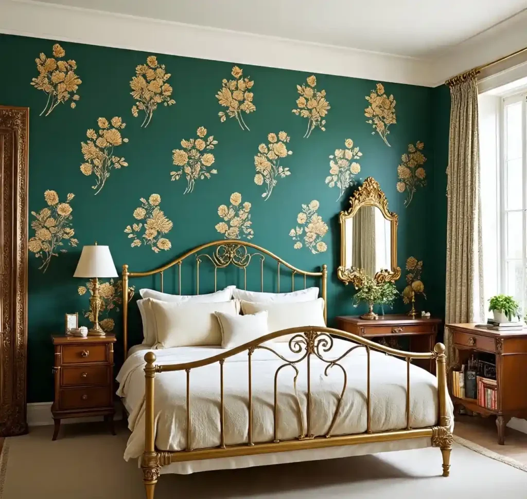 6-Green and Gold Bedroom Idea