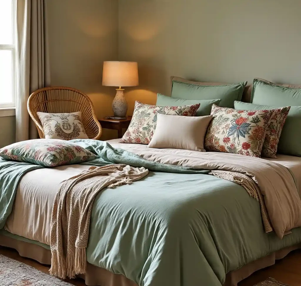6-Sage Green Boho Bedroom Idea