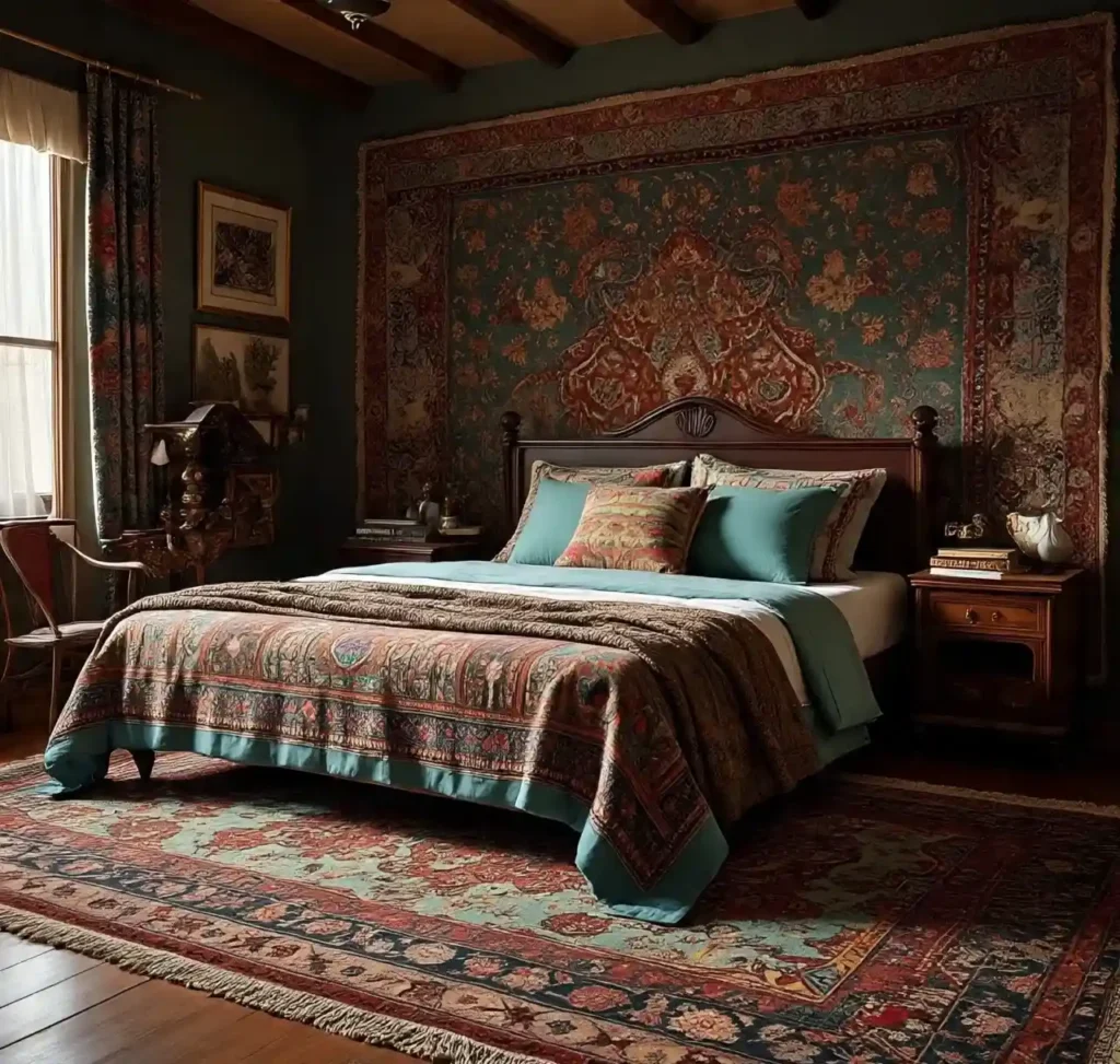 6-Teal Maximalist Bedroom Idea