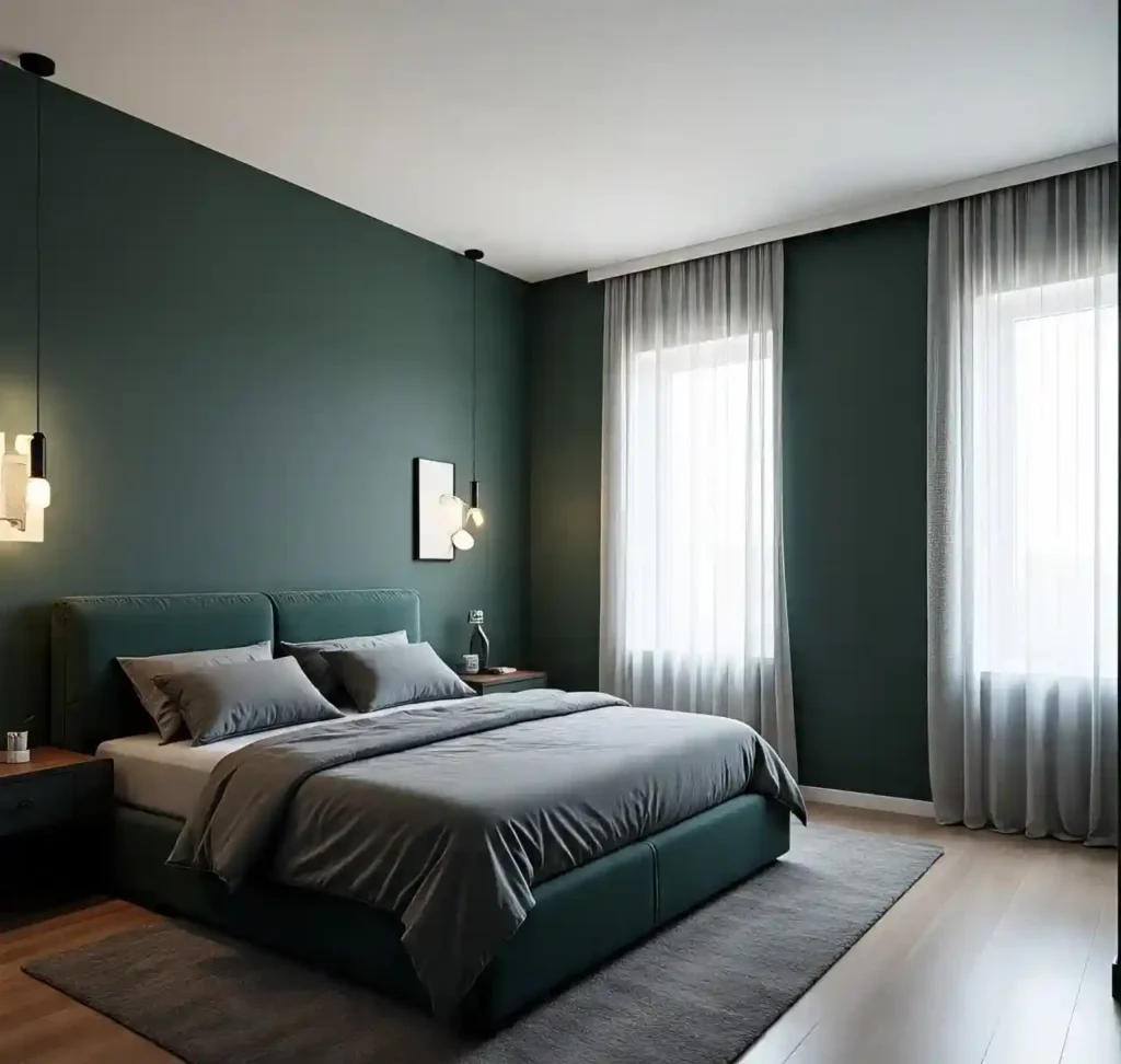 7-Dark Green Bedroom Idea