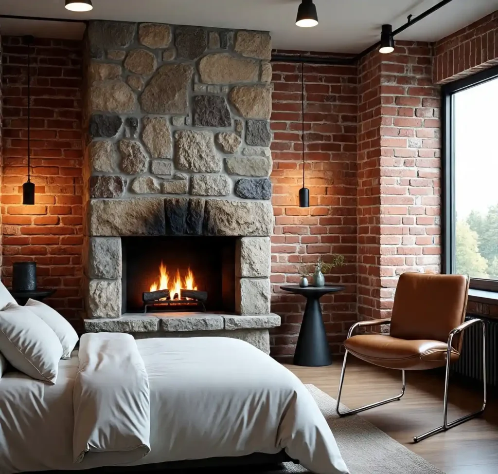 7-Stone Fireplace Bedroom Idea