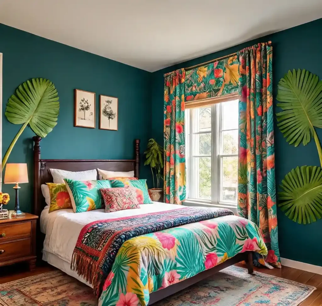 7-Teal Maximalist Bedroom Idea