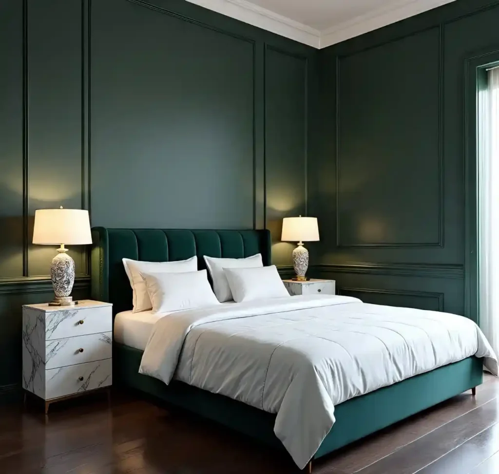 8-Dark Green Bedroom Idea