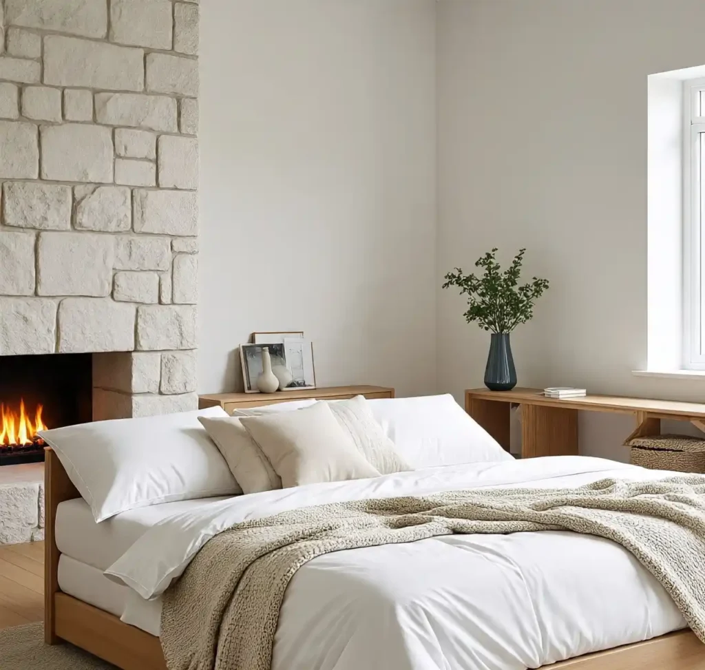 8-Stone Fireplace Bedroom Idea