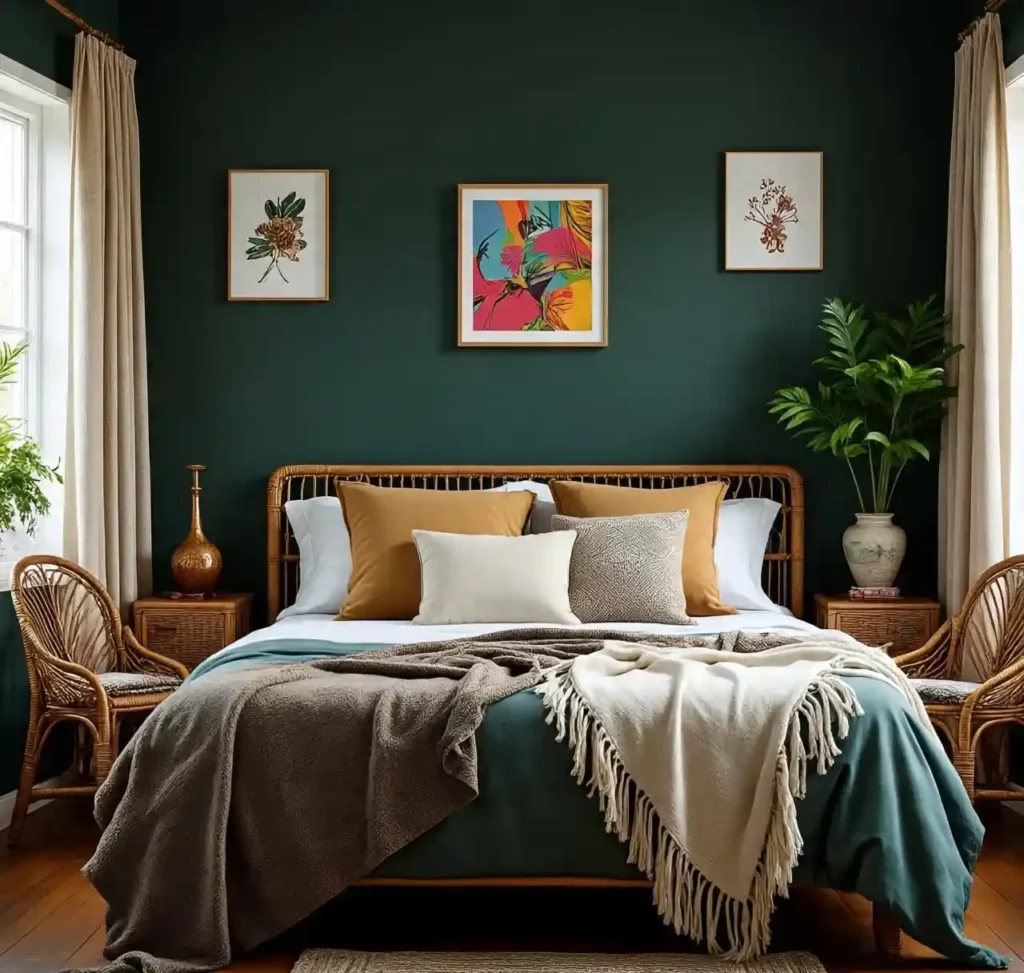 9-Dark Green Bedroom Idea