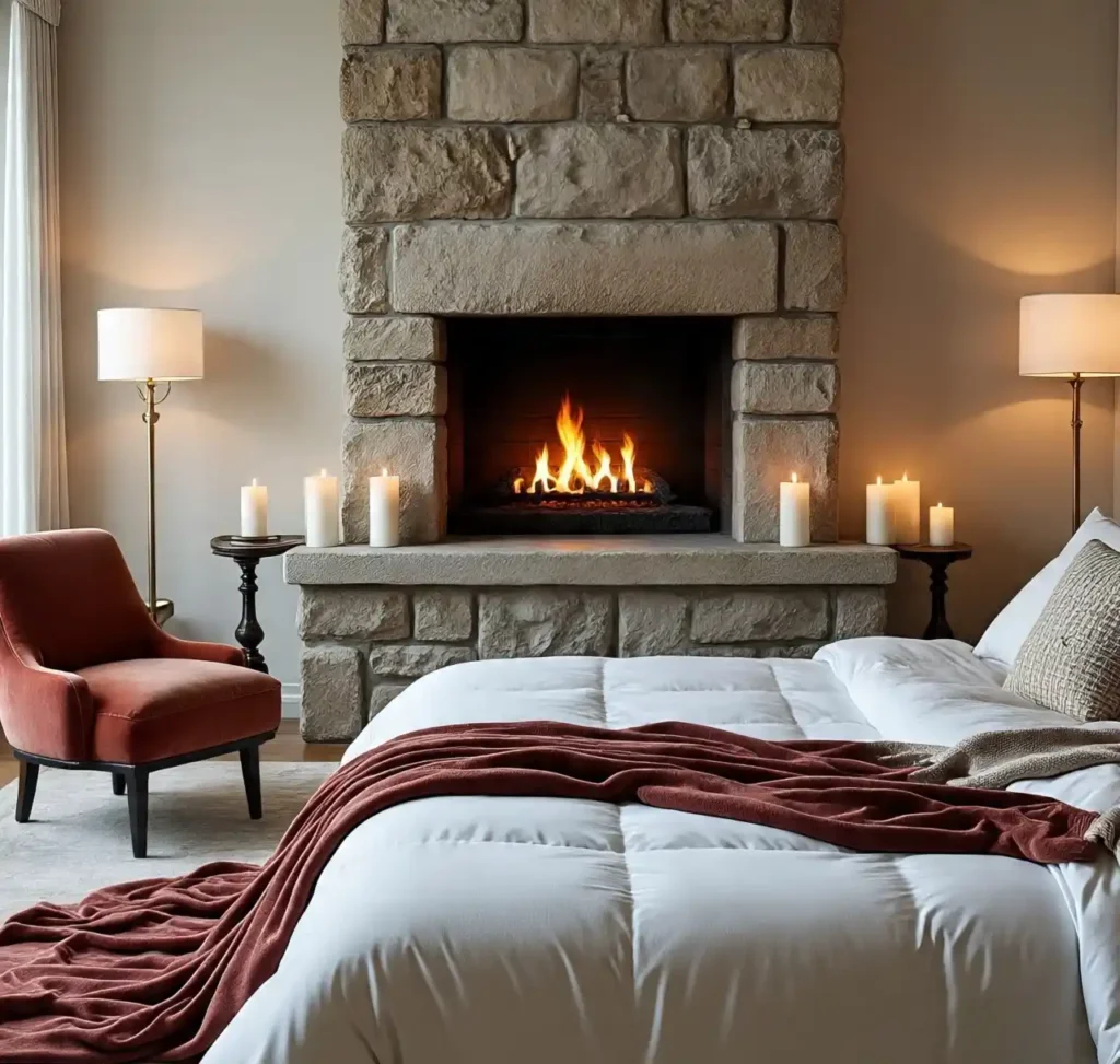 9-Stone Fireplace Bedroom Idea
