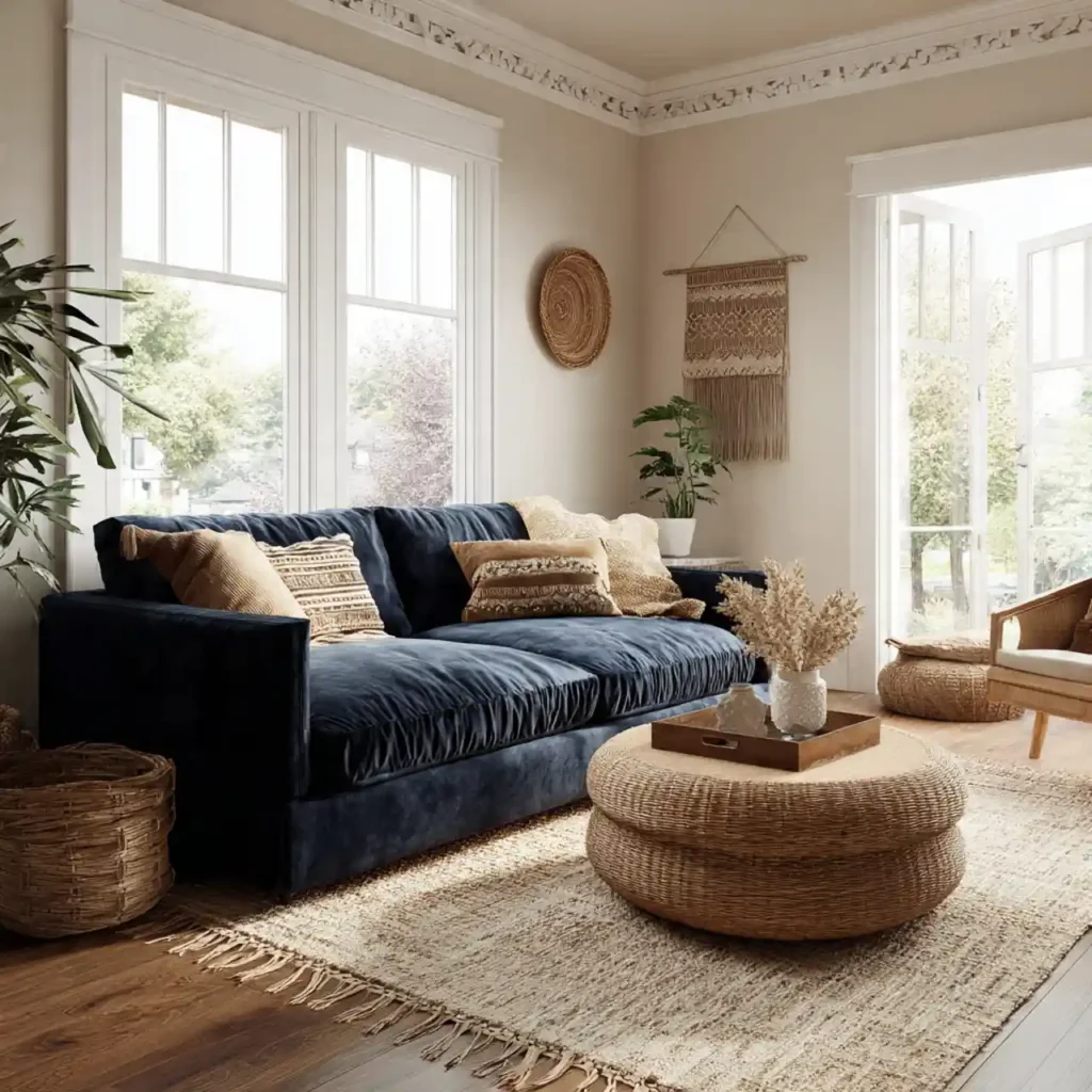 1-Navy Blue Velvet Furniture Ideas