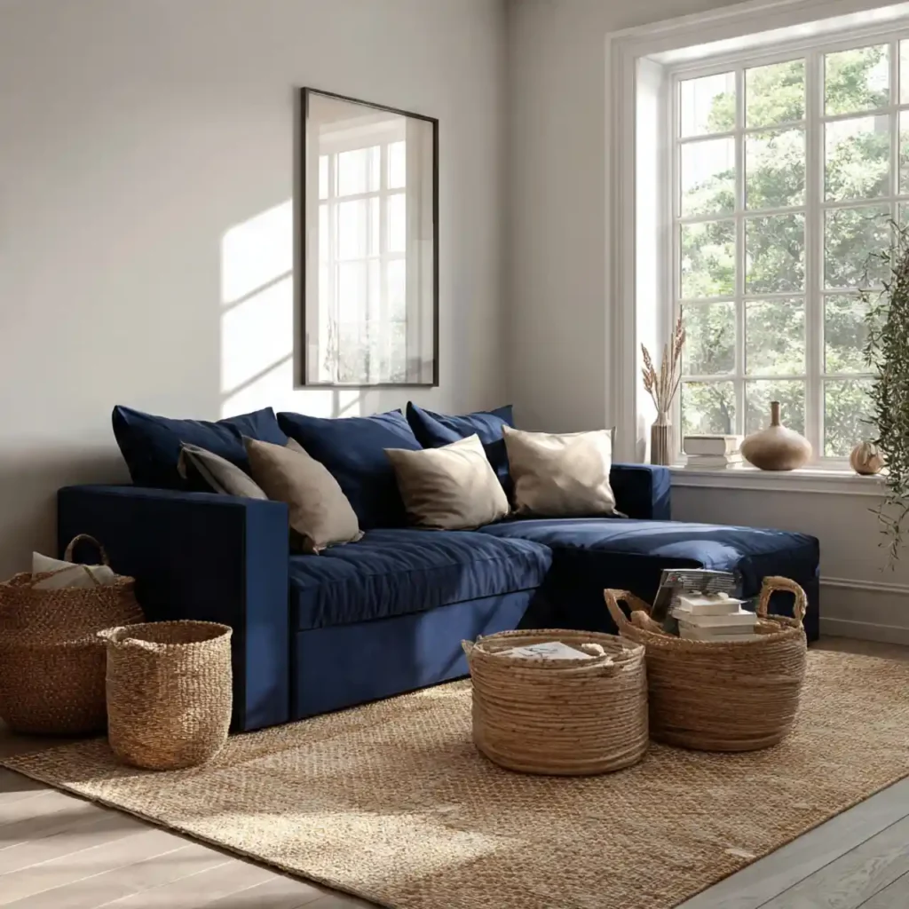 10-Blue and Brown Living Room Idea
