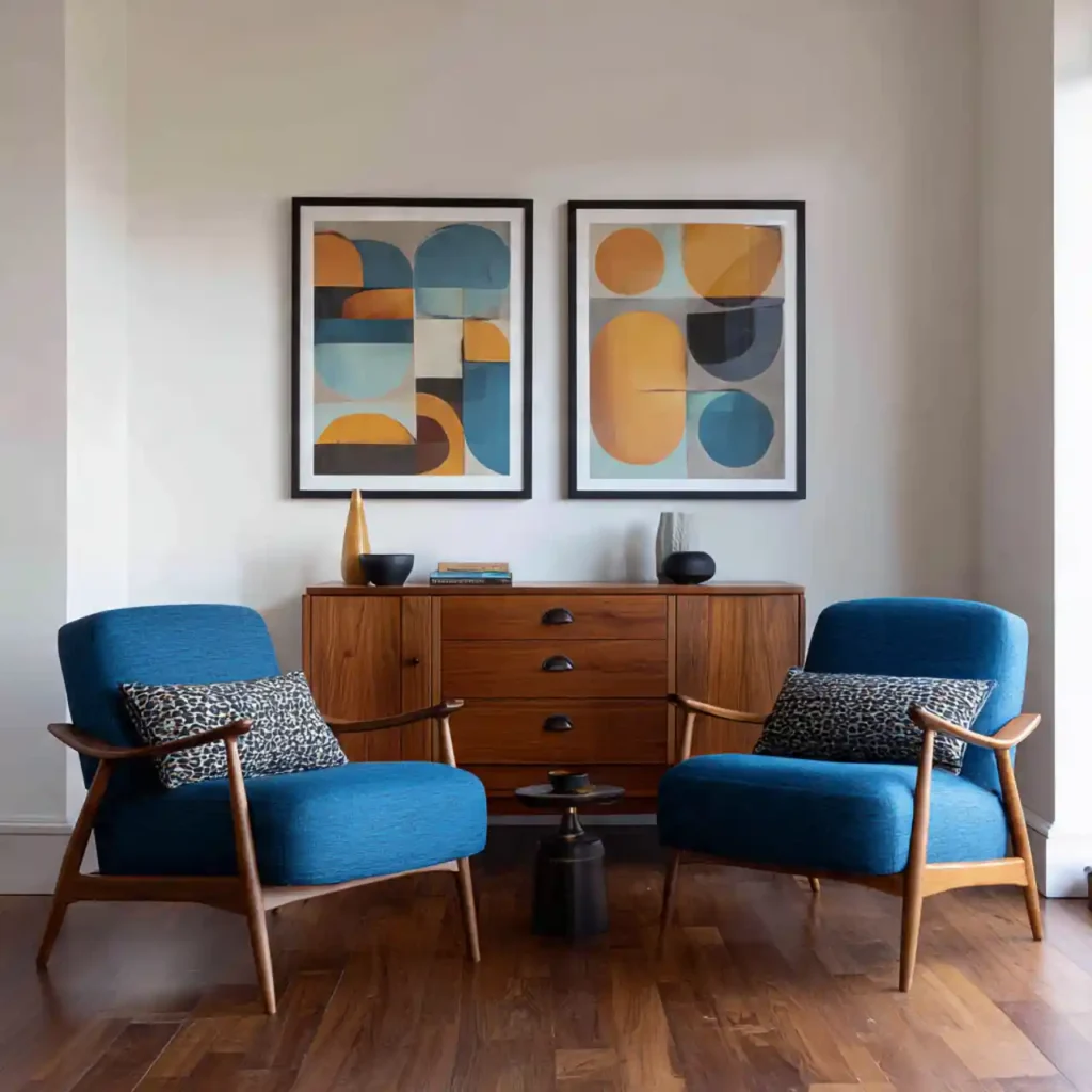 11-Blue and Brown Living Room Idea