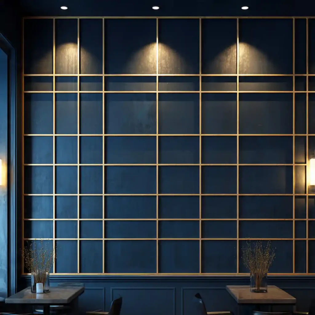 11-Deep Navy Living Room Wall Decor Idea