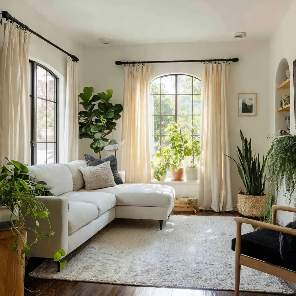 12-Black, Cream & Green Living Room Idea