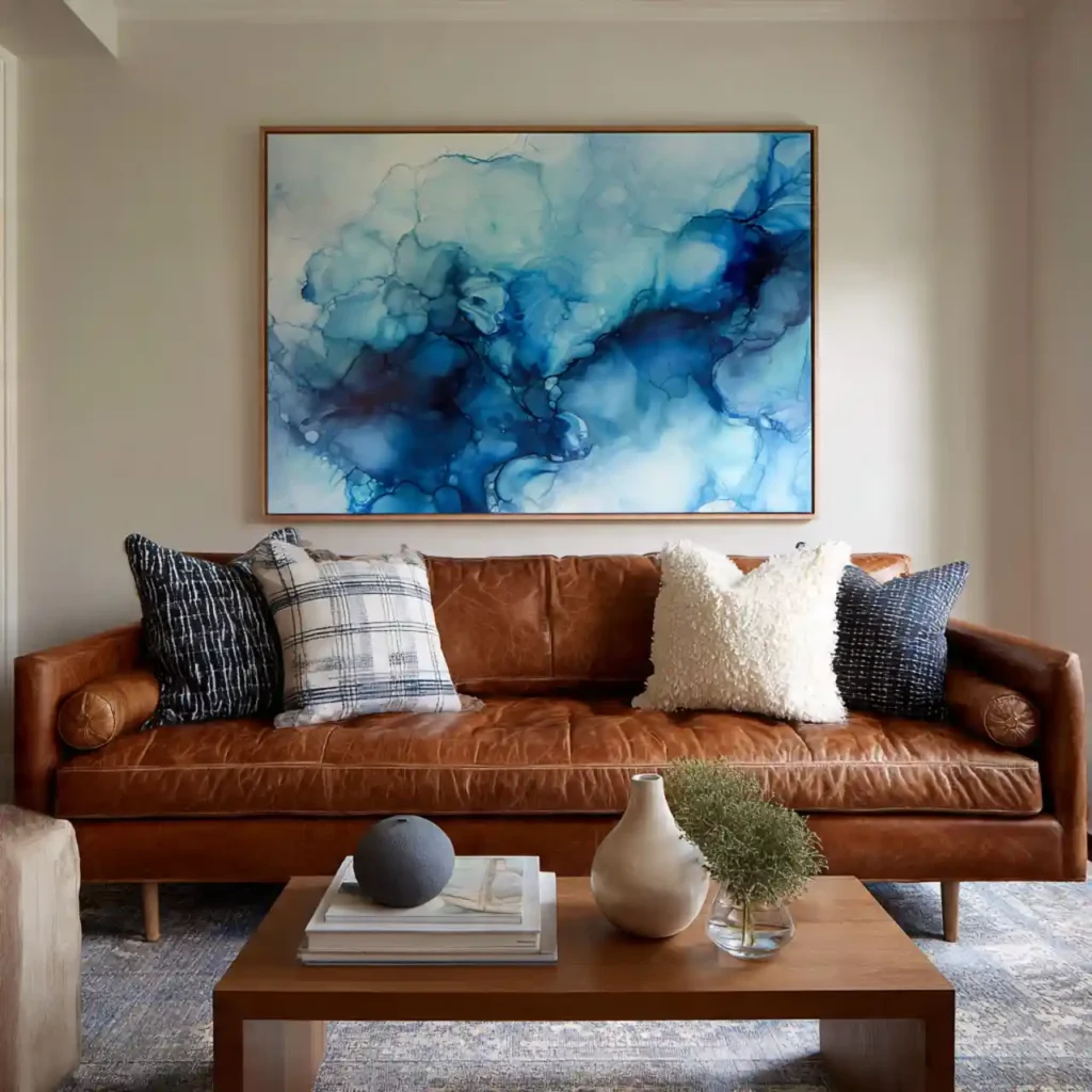 12-Blue and Brown Living Room Idea