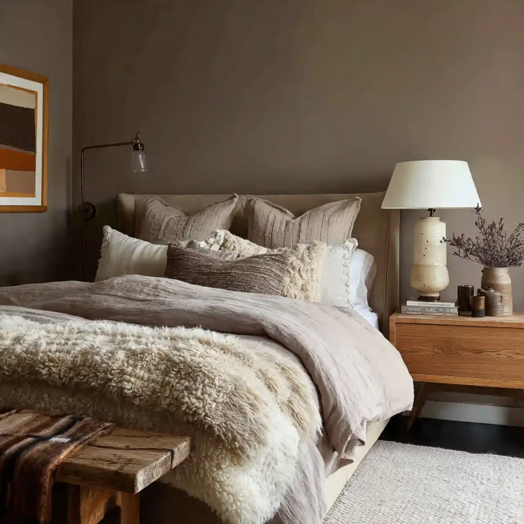 12-Mocha Bedroom Wall Idea