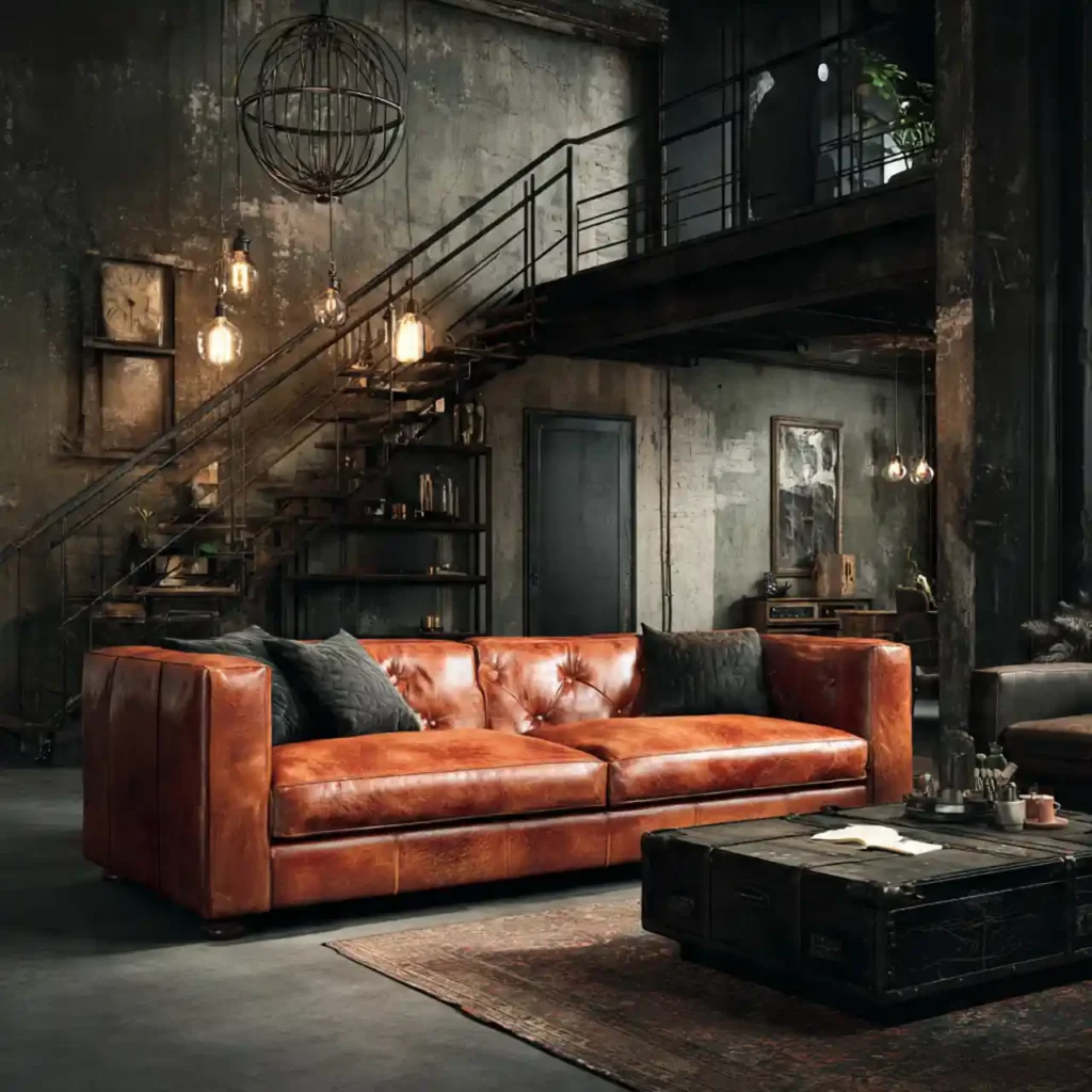 12-Orange Couch Living Room Idea