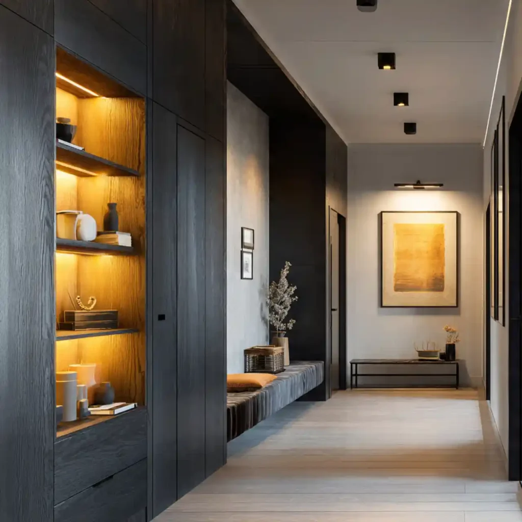13-Black Scandinavian Hallway Idea