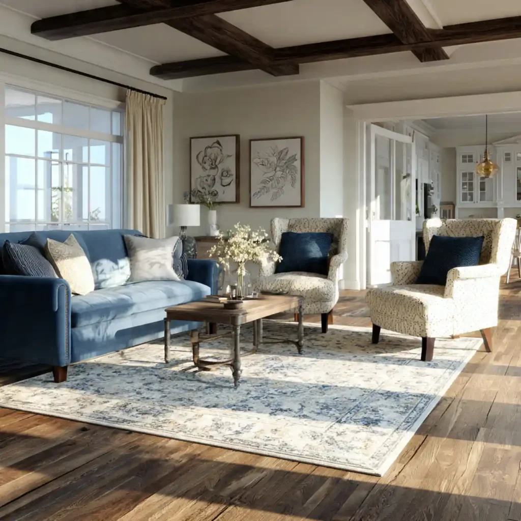 13-Blue and Brown Living Room Idea