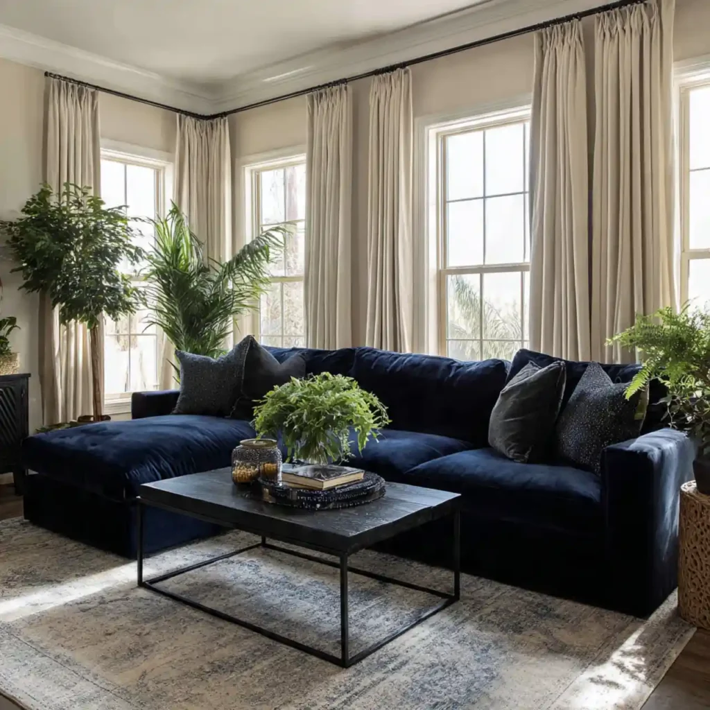 15-Navy Blue Velvet Furniture Idea