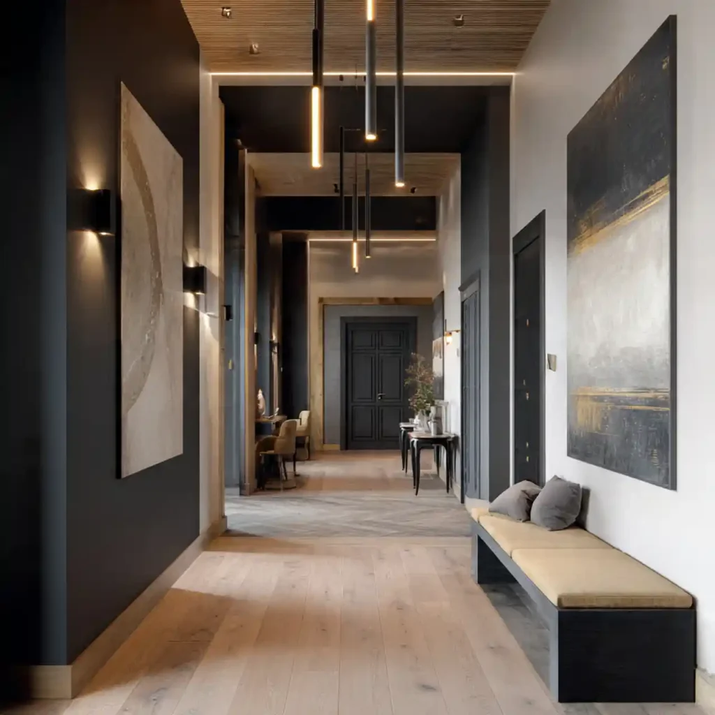 16-Black Scandinavian Hallway Idea