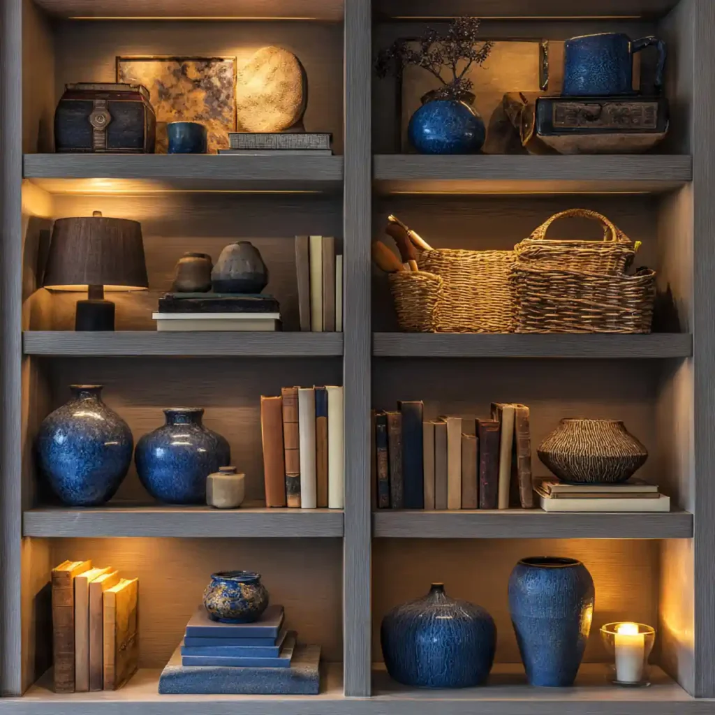 16-Blue and Brown Living Room Idea