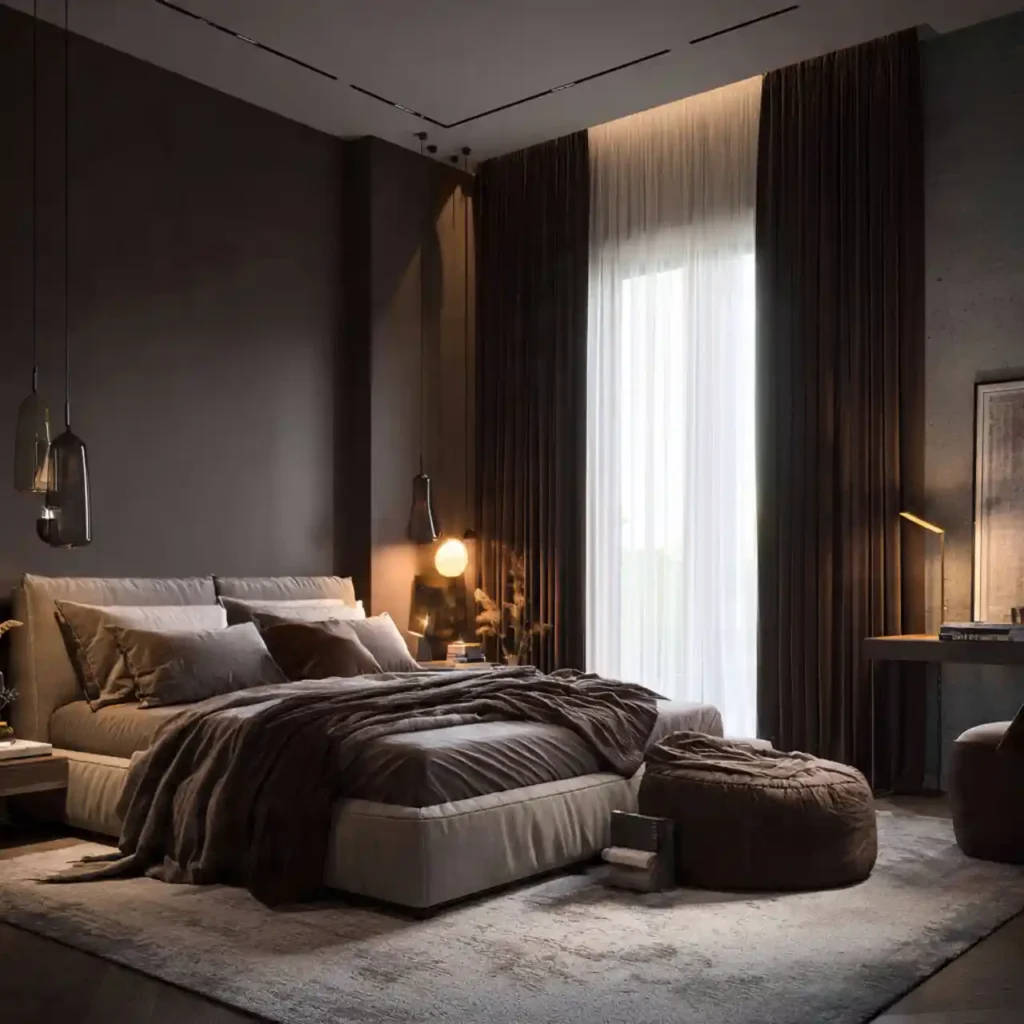 16-Mocha Bedroom Wall Idea