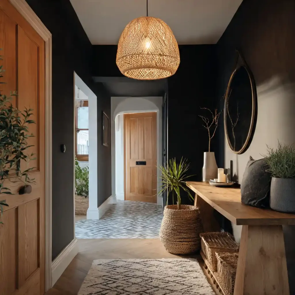 17-Black Scandinavian Hallway Idea