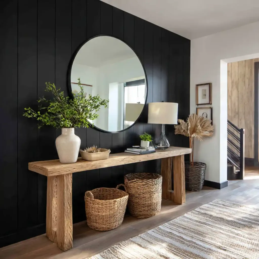 18-Black Scandinavian Hallway Idea