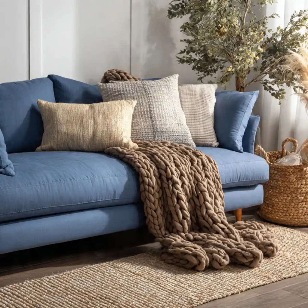 19-Blue and Brown Living Room Idea
