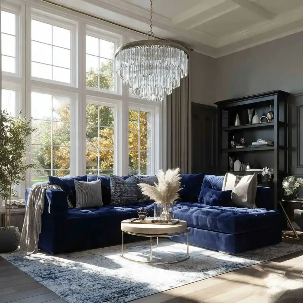 19-Navy Blue Velvet Furniture Idea