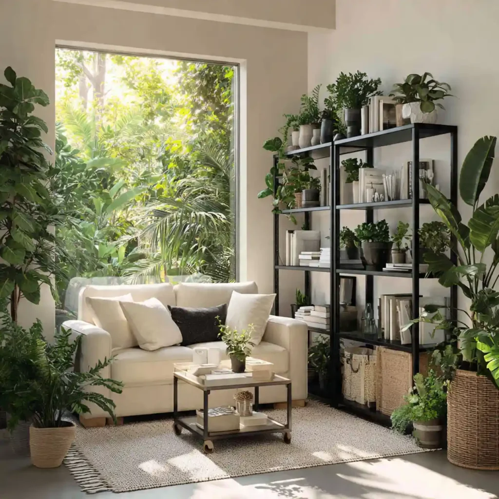 2-Black, Cream & Green Living Room Idea