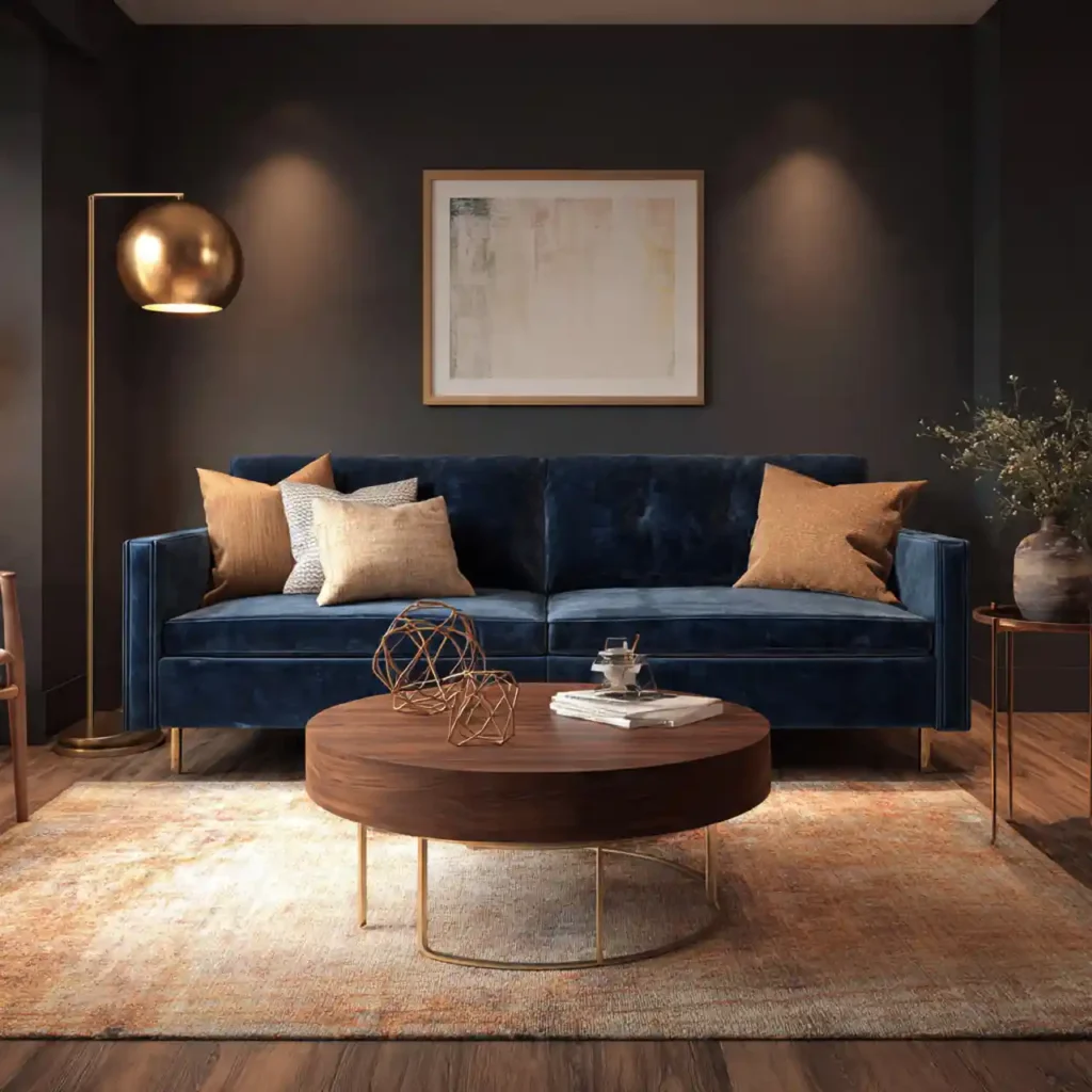 2-Blue and Brown Living Room Idea