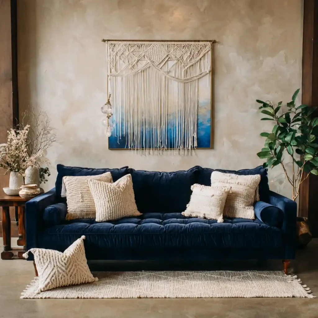 2-Navy Blue Velvet Furniture Idea