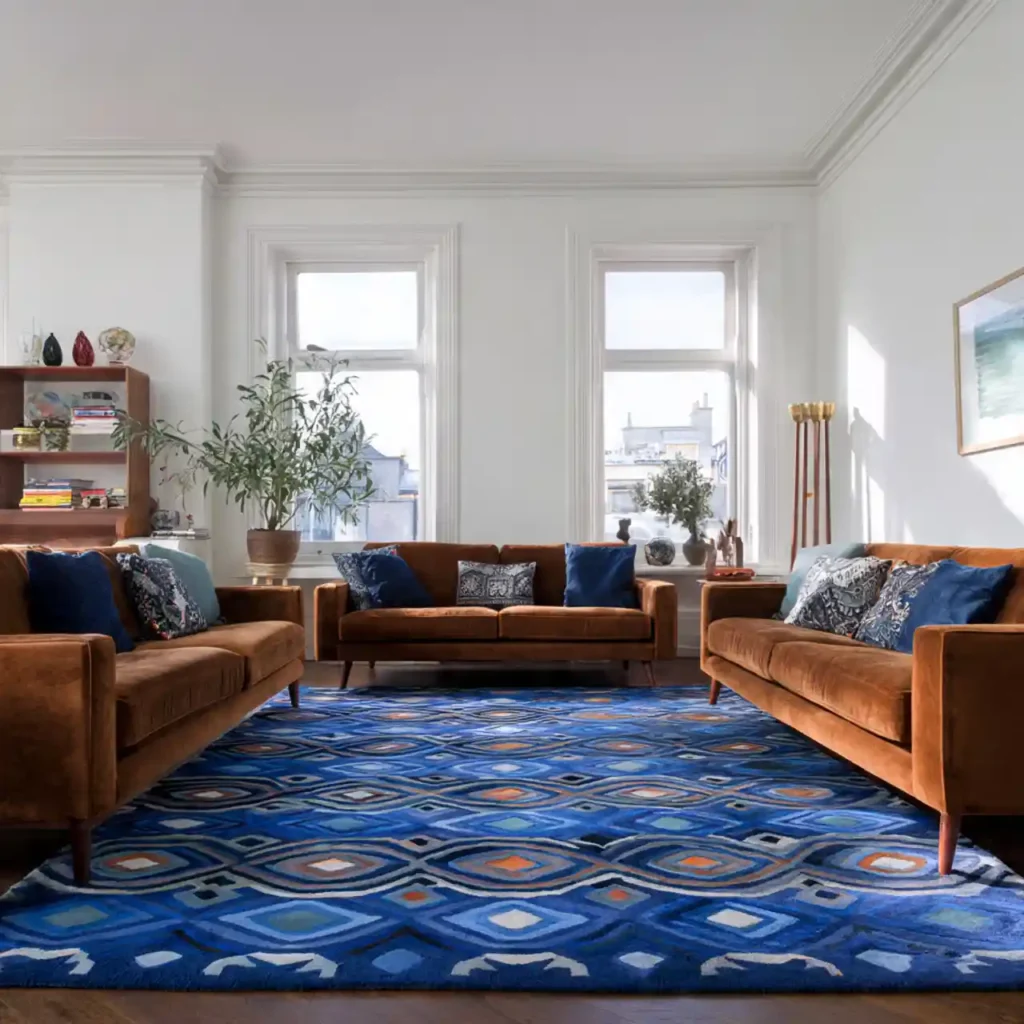 20-Blue and Brown Living Room Idea