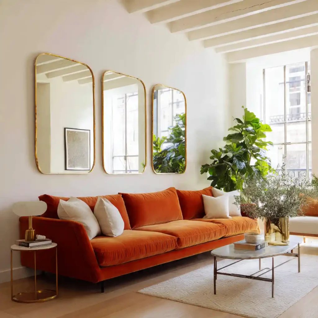 21-Orange Couch Living Room Idea
