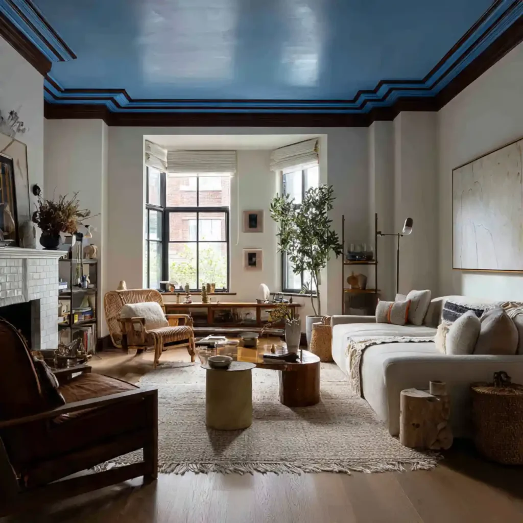 22-Blue and Brown Living Room Idea