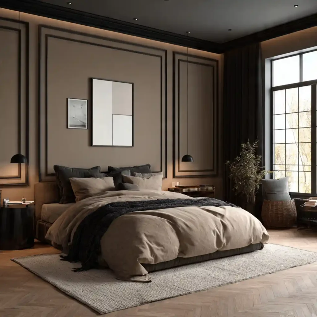 24-Mocha Bedroom Wall Idea