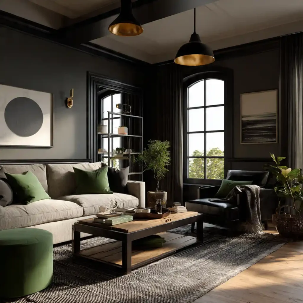 25-Black, Cream & Green Living Room Ideas