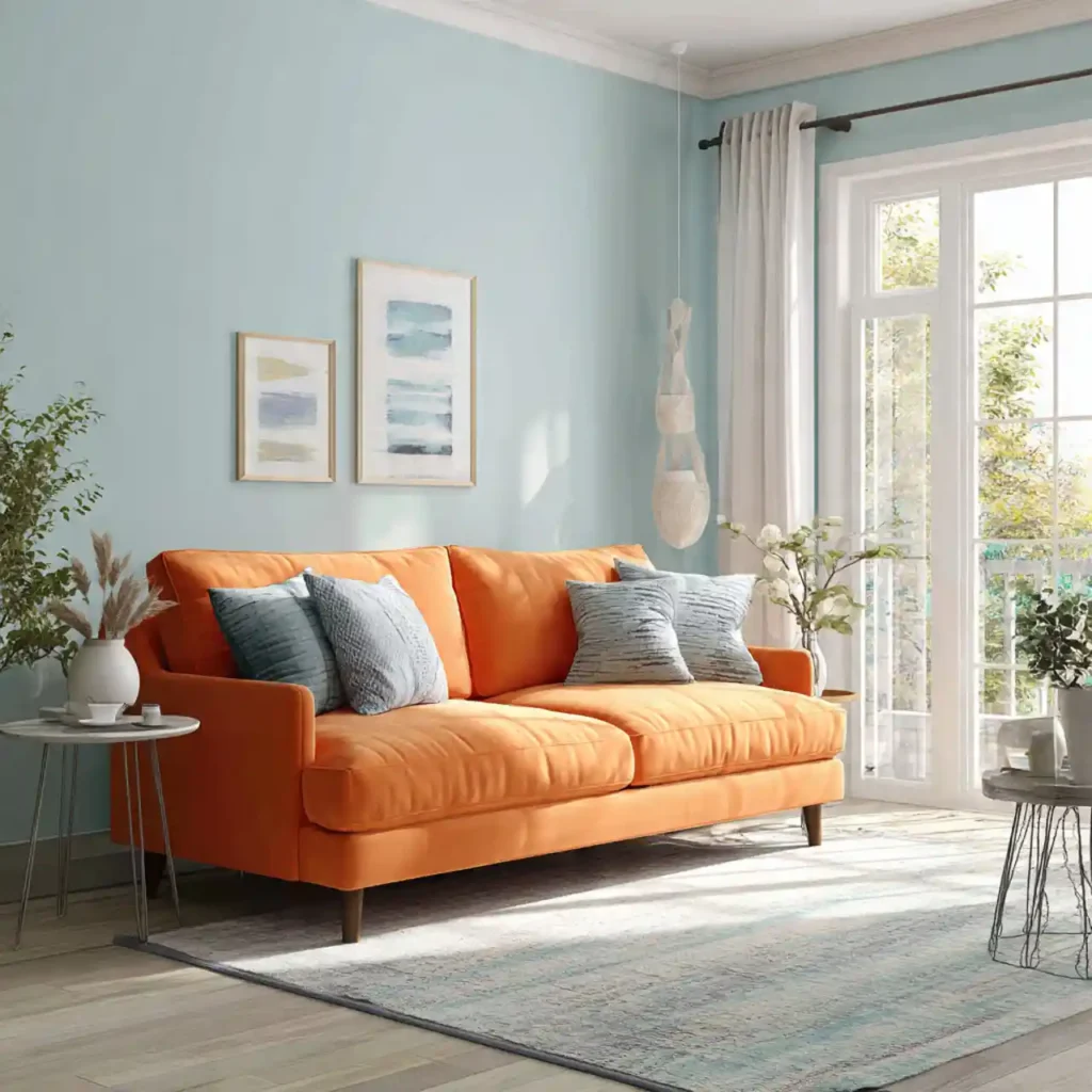 25-Orange Couch Living Room Idea