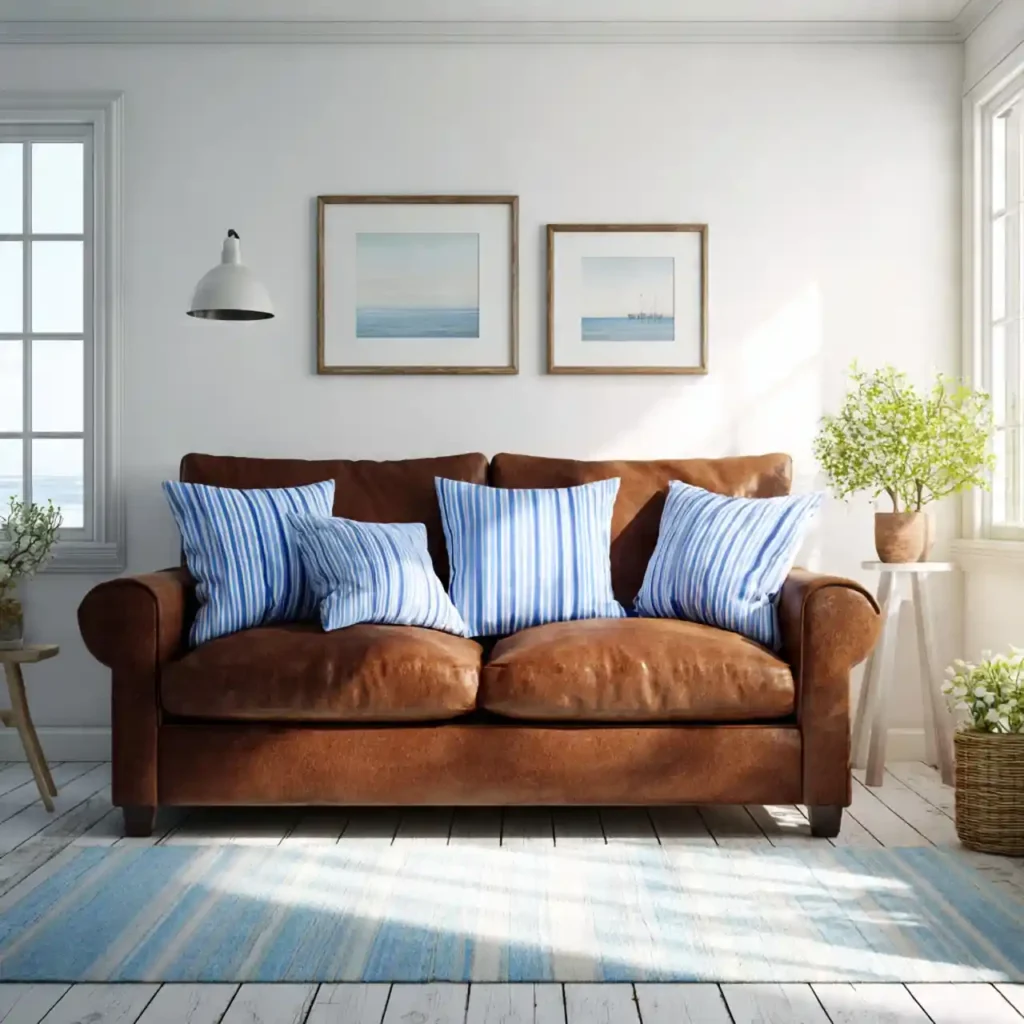 26-Blue and Brown Living Room Idea