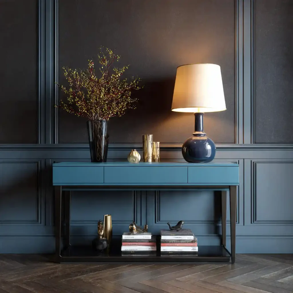 27-Blue and Brown Living Room Idea