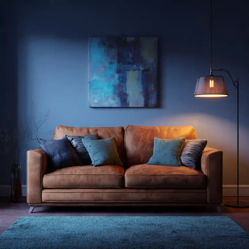 28-Blue and Brown Living Room Idea